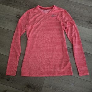 Nike Golf Dri Fit Womens Size Small Top Long Sleeve Shirt Orange Geometrical